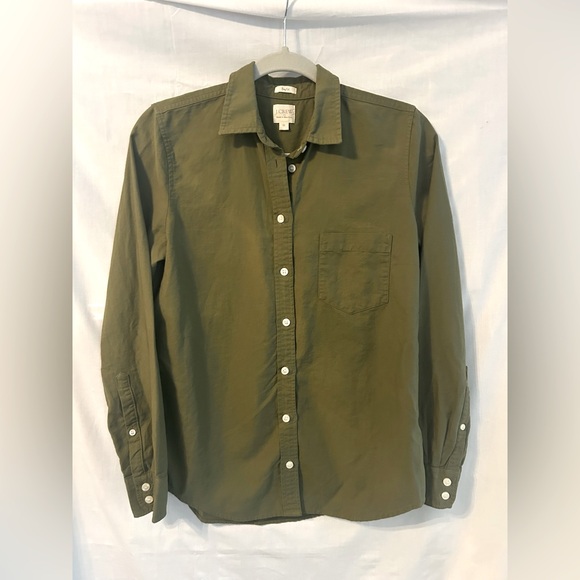 J. Crew Tops - J. Crew Olive Button Down Shirt boy fit